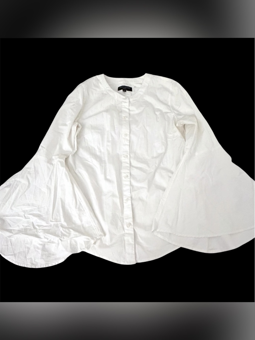 Banana Republic White Button Up Long Bell Sleeve Shirt Size 12